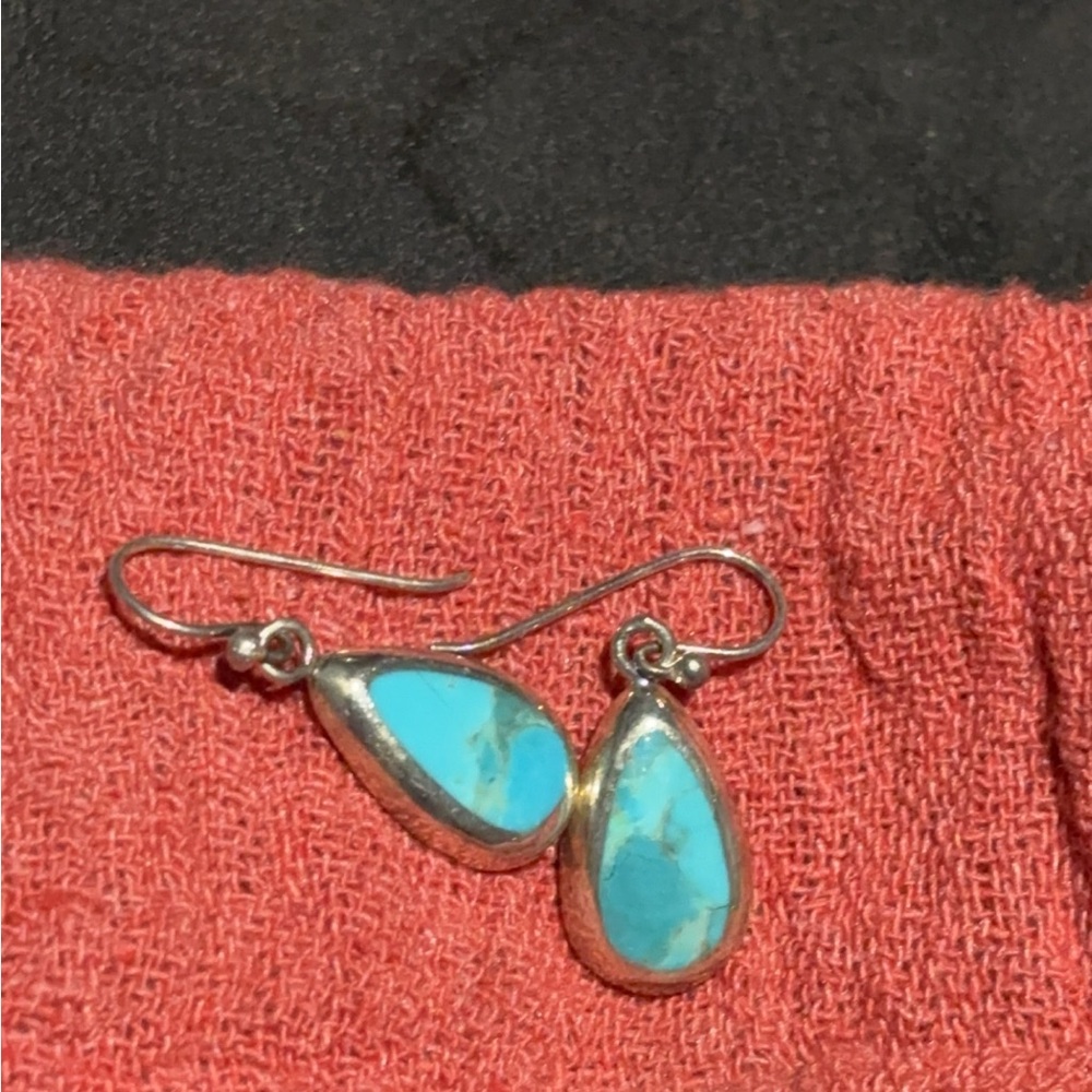 vintage sterling and turquoise teardrop earrings